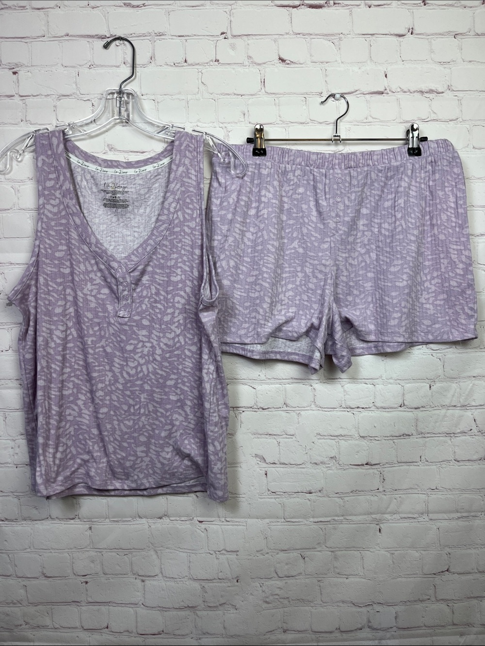Live 2 Lounge Light Purple Pointelle Tank and Shorts PJ Set Size Large
